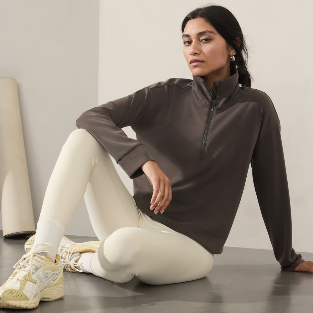 nwot gray athleta seaside quarter zip